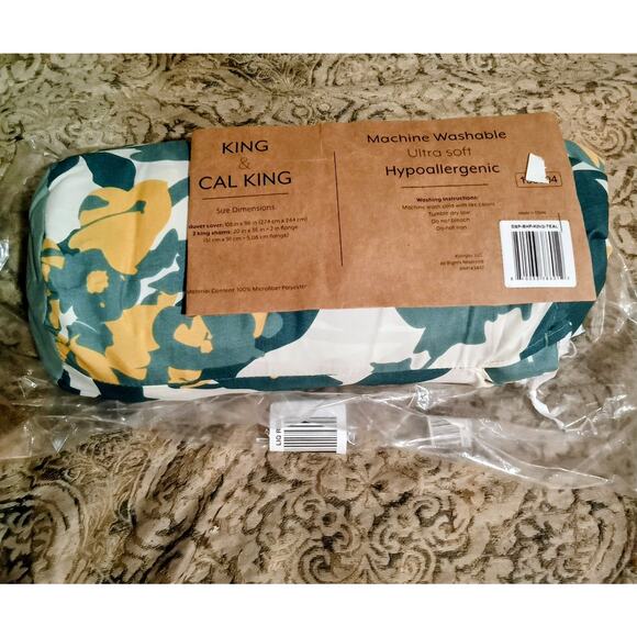 I Enjoy Reversible Patterned 3 Piece Duvet Cover Set King / Cal Teal - Picture 11 of 14